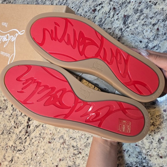 NEW Christian Louboutin Light Beige Suede Tutti Rui Sneakers Size 37.5 - Picture 11 of 12